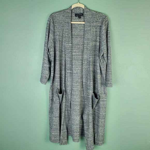 Lane Bryant Heathered Gray Long Ribbed Open Duster Cardigan Size 14 16 - Picture 1 of 5